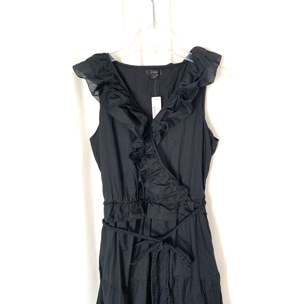 J. Crew Womens Dress 12 Maxi Tiered Ruffles Vneck Black Sleeveless New - Picture 3 of 11